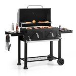 Extra Large Charcoal BBQ Grill with Side Tables