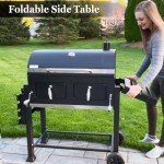 Extra Large Charcoal BBQ Grill with Side Tables