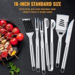 16-Inch Stainless Steel BBQ Tool Set