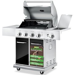 NutriChef 5-Burner Propane Gas Grill - Stainless Steel