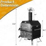 Portable 12” Wood Fired Pizza Oven for Backyard BBQ