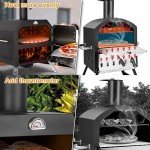Portable 12” Wood Fired Pizza Oven for Backyard BBQ
