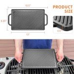 Cast Iron Reversible Grill Griddle Pan - 13x8.25