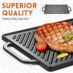 Cast Iron Reversible Grill Griddle Pan - 13x8.25