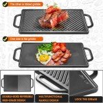 Cast Iron Reversible Grill Griddle Pan - 13x8.25