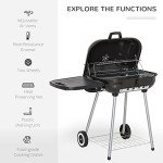 Outsunny Portable Charcoal Grill with Side Shelf