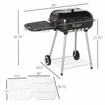 Outsunny Portable Charcoal Grill with Side Shelf