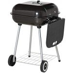 Outsunny Portable Charcoal Grill with Side Shelf