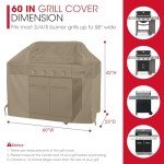 60" Heavy Duty Waterproof Grill Cover - Taupe