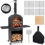 Giantex Wood Fired Outdoor Pizza Oven with Tables