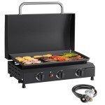 SKOK 3-Burner Portable Gas Griddle with Hood