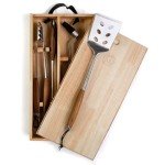 BBQ Bonded Teak 4-Piece Grilling Tool Set