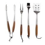 BBQ Bonded Teak 4-Piece Grilling Tool Set