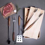 BBQ Bonded Teak 4-Piece Grilling Tool Set