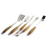 BBQ Bonded Teak 4-Piece Grilling Tool Set