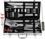 24-Piece BBQ Grill Tools Set with Thermometer