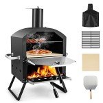 PETSITE Outdoor Wood Pellet Pizza Oven with Stone