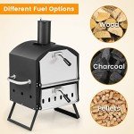 PETSITE Outdoor Wood Pellet Pizza Oven with Stone