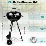 HaSteeL 18" Portable Charcoal BBQ Grill with Wheels