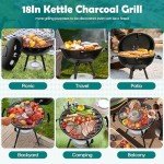 HaSteeL 18" Portable Charcoal BBQ Grill with Wheels