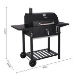 Royal Gourmet 24" Charcoal BBQ Grill with Side Tables