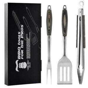 Stainless Steel BBQ Tool Set with Wooden Handles