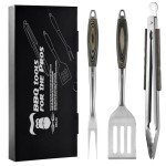 Stainless Steel BBQ Tool Set with Wooden Handles