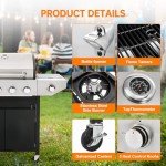 YIORTWO 4 Burner Stainless Steel Propane Grill