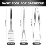 Stainless Steel 3-Piece BBQ Grill Tool Set