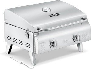 Lifemaster Portable Stainless Steel 2-Burner Gas Grill