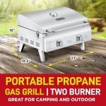 Lifemaster Portable Stainless Steel 2-Burner Gas Grill
