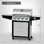 Master Cook 4-Burner Propane Gas Grill with Side Burner