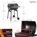 Kendane Large Barrel Charcoal Grill with Side Shelf