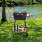 Kendane Large Barrel Charcoal Grill with Side Shelf