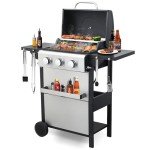 3-Burner Propane Gas Grill with Foldable Side Tables