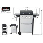 3-Burner Propane Gas Grill with Foldable Side Tables