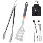 5-Piece BBQ Grilling Tool Set with Tongs
