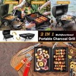 Portable 2-in-1 Charcoal BBQ Grill for Outdoors