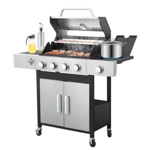 4-Burner Propane Gas Grill with Side Burner