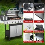 4-Burner Propane Gas Grill with Side Burner