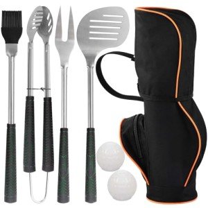 7-Piece BBQ Tool Set with Rubber Handles