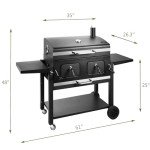 Kenadne Extra Large Charcoal BBQ Grill with Trays