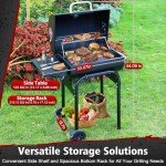 SUNLIFER Charcoal Barrel BBQ Grill with Side Table