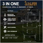 SUNLIFER Charcoal Smoker BBQ Grill Combo