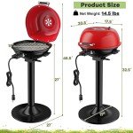Giantex 1600W Portable Electric BBQ Grill, Red