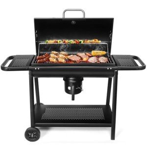 Realcook Barrel Charcoal Grill with Side Tables