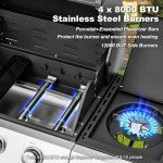 Upgraded 4-Burner Propane Gas BBQ Grill