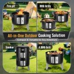 SUNLIFER 4-in-1 Charcoal Smoker and Grill