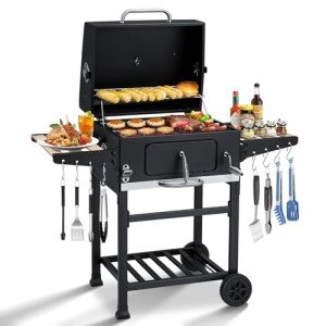MELLCOM Charcoal Grill with Foldable Side Table