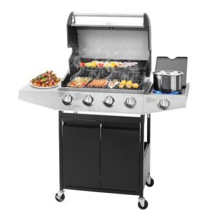 Unovivy 4-Burner Propane BBQ Grill with Side Burner